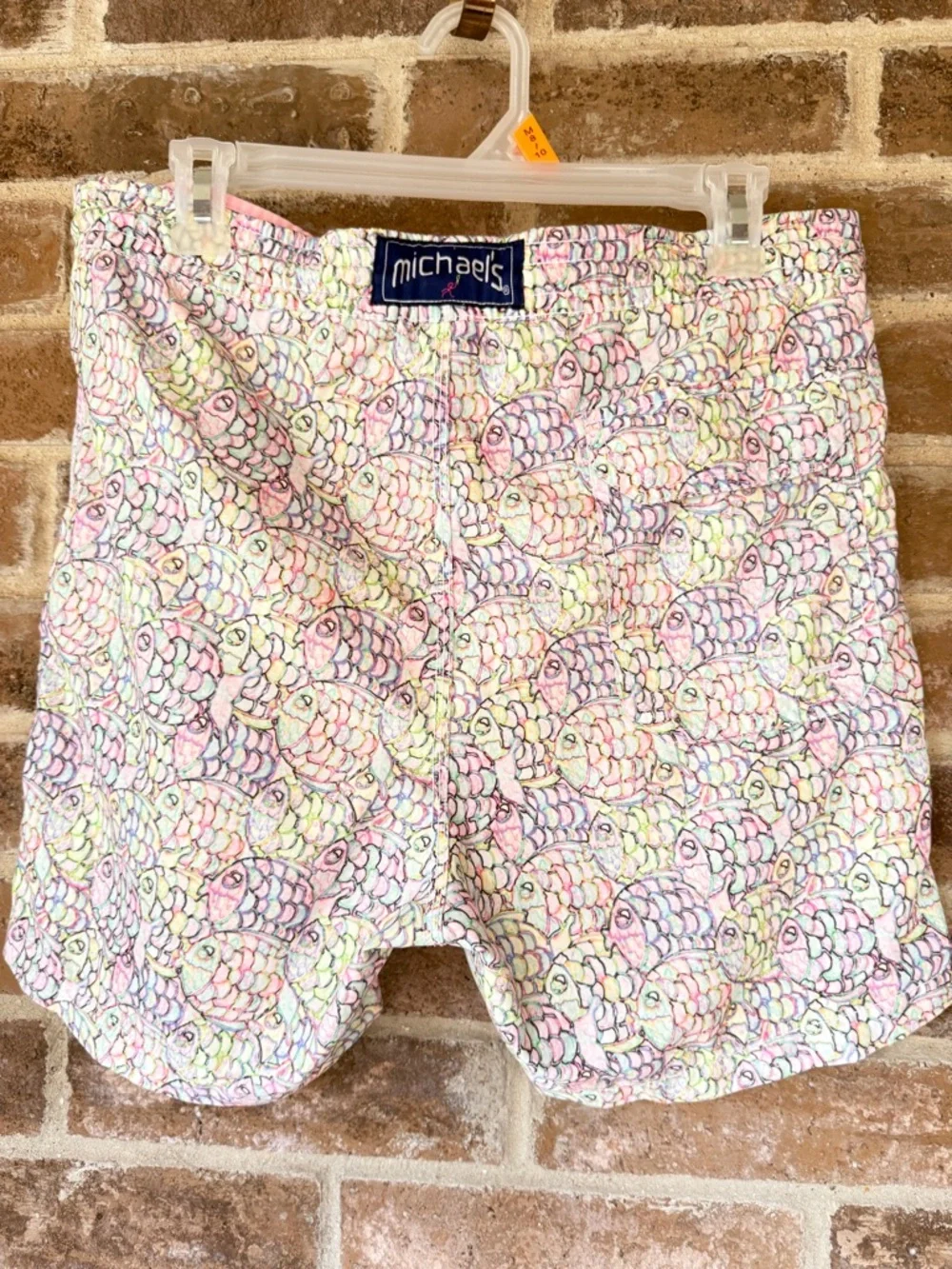 Michaels Pastel Fish Print Athletic Shorts in Pink, Purple, Yellow, Green